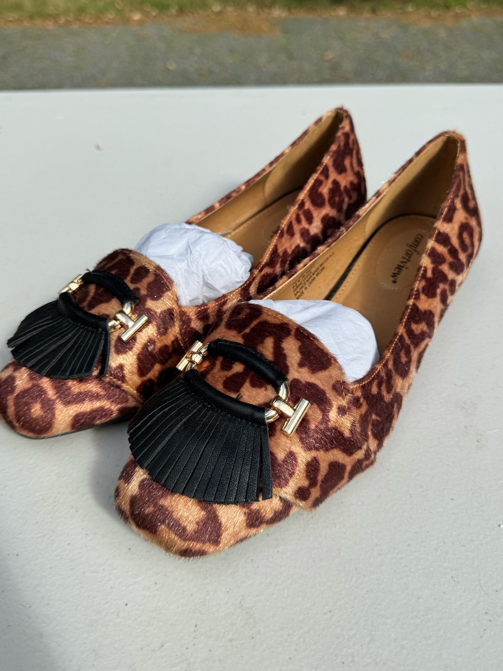 comfortview Leopard Print Loafers with Black Tassel Accent